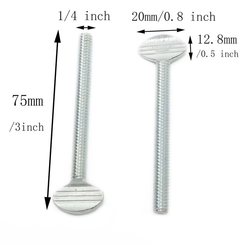 Pro Bamboo Kitchen 10pcs Carbon Steel Thumb Screw 1/4"-20 x 2-1/2" Galvanized Racket Screw, Silver - Image 2